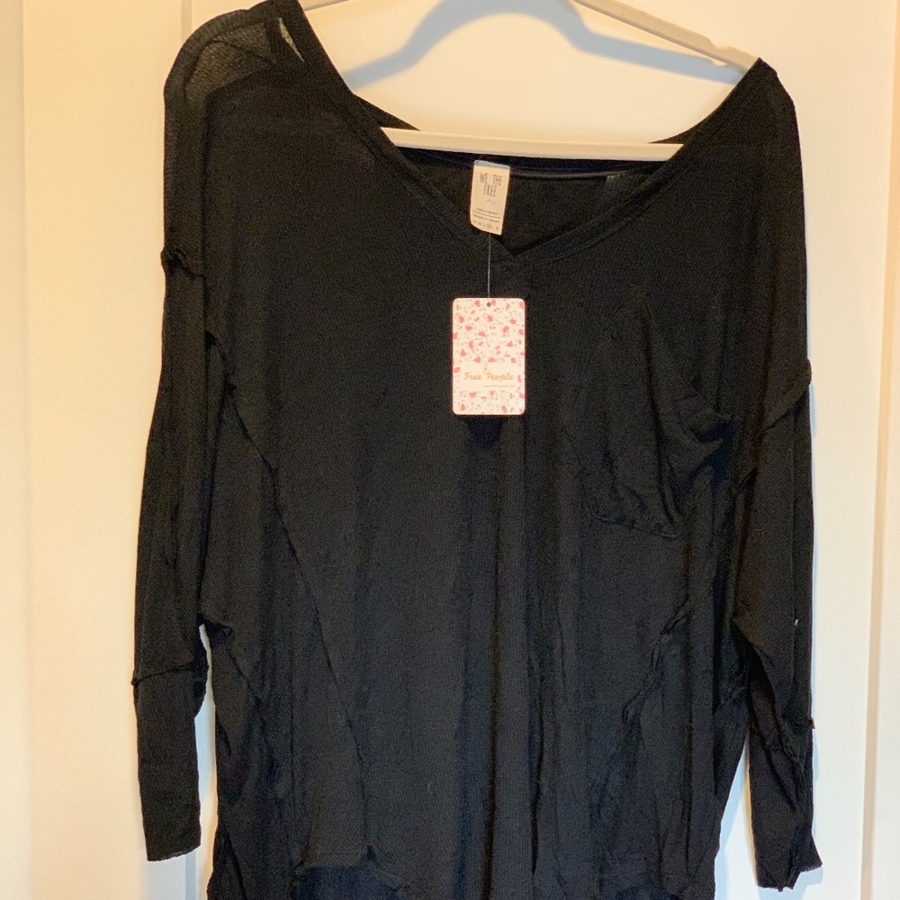 Free People Black Comfy Top